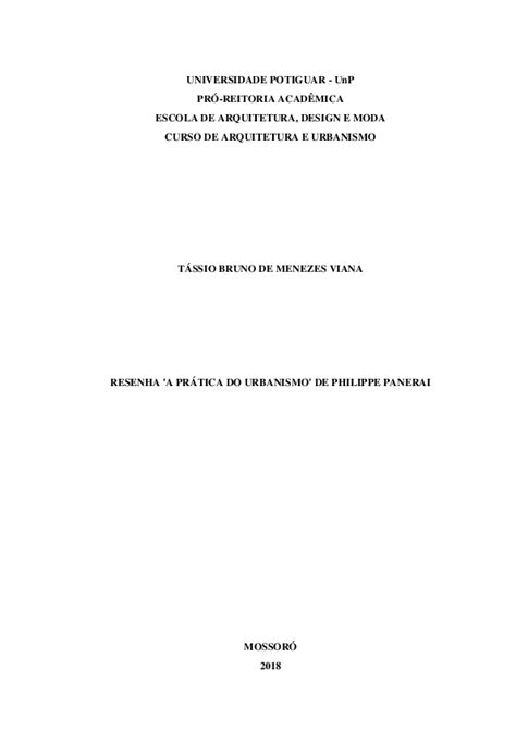 RESENHA 'A PRÁTICA DO URBANISMO' DE PHILIPPE 